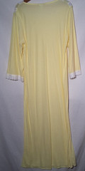 Vintage Granny Nightgown Large Yellow Acetate Blend Floral Lace Trim Long Sleeve