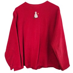Vintage Christmas Cardigan Women 2X Red Fleece Holiday Party Cottage Granny