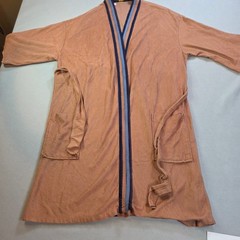 Vintage After All Terracotta Striped Trim Wrap Robe One Size Earthy Loungewear