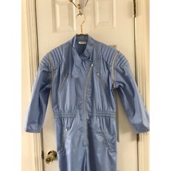 Esprit Blue Jumpsuit With Multiple Zippers Should Pad Blue “Space Suit” Size 36
