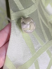 Vtg 60s Silk Spring Coat Lime Green Chartreuse Mid Length Knot Buttons M L