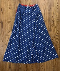 Vintage Saks Fifth Ave 1960s Cole California Long Polka Dot Blue White Skirt