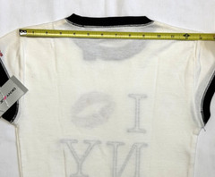 Vtg Y2K DKNY JEANS Graphic Baby Tee XS White Prep School Punk Cap Sleeve Ringer