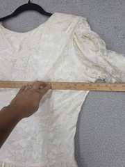 Vintage 80s Ivory Lace Wedding Gown Size 13 Precious Moments Victorian Dress