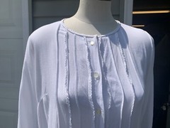 Vintage White Cotton Lace Trim Button Down Circular Flounce Sleeve Shirt Bust 37
