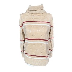 Vintage 1970s Alexander’s Striped Ribbed Knit Pullover Turtleneck Sweater M/L