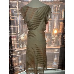 Vintage Amano Collection Chiffon Set – Peach Cream Striped 1970s Resort Elegance
