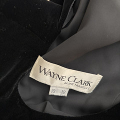 Vintage 1980s Wayne Clark Aline Marelle Black Velvet Lace Ball Gown Formal Sz 10