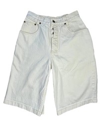 Lawman Denim Shorts Button Fly White Size 7 High Rise Retro EUC Thick Hem Vtg