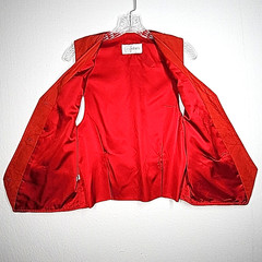 Vtg Cedars Suede Fringed Vest Womens M Red Leather Pockets Western Cowgirl USA