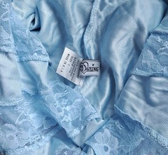 Vintage 1970s Darling Body Fashion Blue Nylon Teddy Lace XXS Lingerie