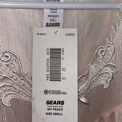Sears Small NEW Fundamentals Thin Nylon Light Peach Flower/Lace, Nightgown, NWT