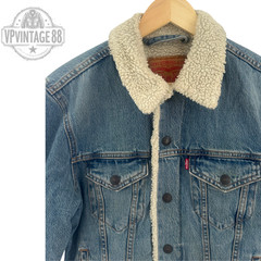 Vintage Levi’s Women’s Blue Sherpa Lined Denim Jean Trucker Jacket