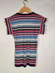 Vintage 1970s Striped Knit Top With Wooden Toggle Button Size S/XS