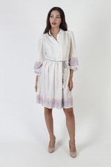 Vtg 70s Floral Sundress Matching Rope Tie Belt Lightweight Casual Sun Mini Dress