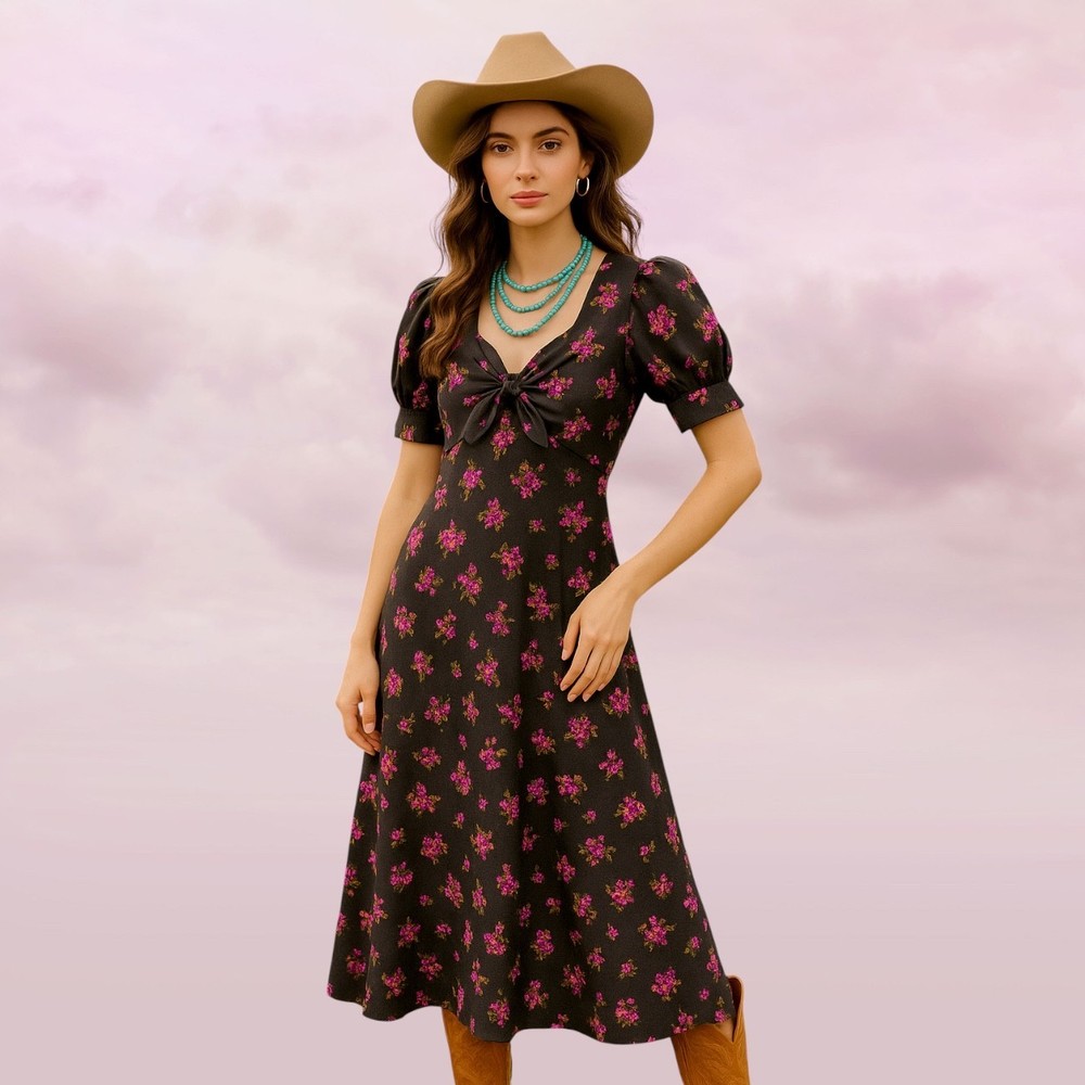 Vintage 1970s Ballerina of Sydney Prairie Floral Maxi Dress AU 12 / US 8 Cottage