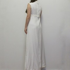 Vintage 70s Boho Wedding Dress White Column Maxi Dress
