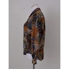 Vintage 70s Jaeger Animal Print Cotton/Baumwolle Long Sleeve Blouse