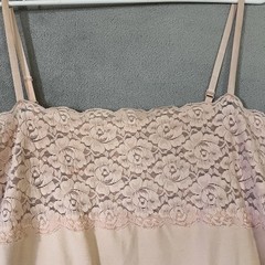 Delicates Vintage Full Slip Nightgown Peachy Pink Womens XL Lace Bodice