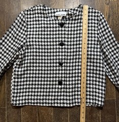 Toni Todd Blazer Women’s Size 12 Short Black White Checkered 4 Button Front VTG