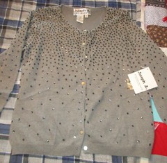 Vintage Womens Joseph A Grey Sequin Cardigan Sweater – NWT Medium