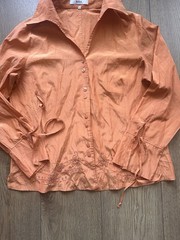 Vintage BiBA Women’s Terracotta Cotton Embroidered Blouse Long Sleeve Size XL