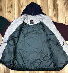 Vintage 1990s Wool Bomber Jacket New York Classics Zip Flat Hooded 3XL Coat