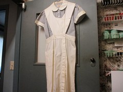 Vintage 60s 70s Gray And White Practical Nurse Uniform Dress / Mason City Iowa