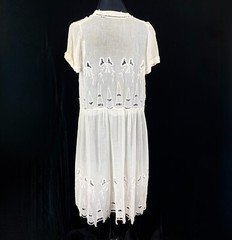 1910s Edwardian White Lawn Tunic or Tea Dress M/L Top Cutwork Drop Waist Flawed