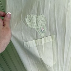 Vtg 50s Two Piece Knee Length Nightgown Robe Peignoir Set Light Green Lace Large