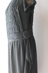 Antique 1920s Heavily Beaded Dress 20s Sheer Black Chiffon Vintage Dress
