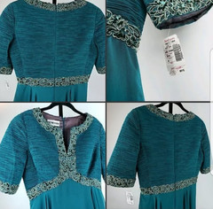 NWT Victor Costa Gown Sz 8 Emerald Green Empire Waist Chiffon Evening Dress $595