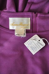 70s Vintage Purple Wool Knit Jersey Puff Sleeve Belt Full Skirt Dress Women M L