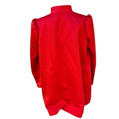 Vintage Estevez Red Silk Open Front Blazer Puffed Shoulder Evening Jacket Sz 8