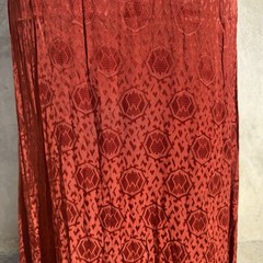 Vintage 1930s Red Deco Snakeskin Brocade Satin Rayon Dress Bonwit Teller Ruffle