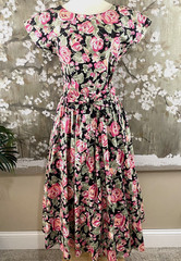 VTG JONI BLAIR Pin Up Swingy Fit Flare Open Back Pockets Garden Party Dress 9 S