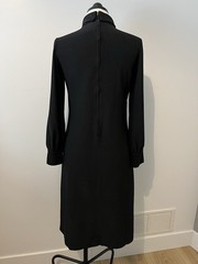 Vtg Kimberly 70s Black Long Sleeve Dress Dacron Polyester Retro Mod High Neck