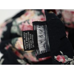 Vintage Starina Floral Cotton Midi Dress Black Rose Cottagecore Nepal Size L
