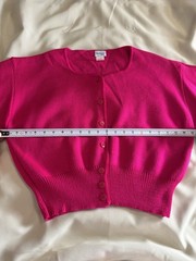 Vtg 80’s Bedford Fair L Hot Pink Scoop Neck Cropped Cardigan Sweater USA Made