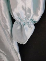 Vintage Fundamentals Petite Sz M Aqua Polyester Nightgown 3 Button Top Ruffle