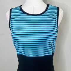 Byer Too California Vintage 90s Striped Sleeveless Dress Black Blue Small USA