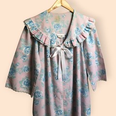 Vintage Apostrophe Sears Union Made Floral Ribbon House Coat Robe Duster M 12-14