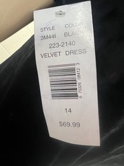 NOS Vtg 90s Sz 14 XL/L Maxi Dress Black Velvet Cheongsam Long Robbie Bee