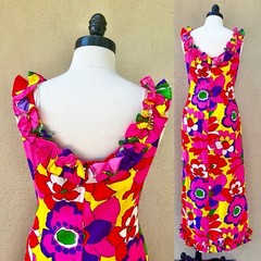 ALICE Polynesian Fashions 60’s 60s Vintage Ruffled Hawaiian Dress Holomu’u M