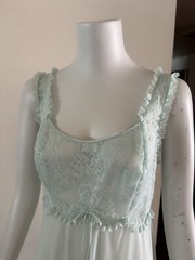 1960s Vanity Fair Mint Green Nylon Tricot Lace Nightgown Slip Dress Negligee VTG