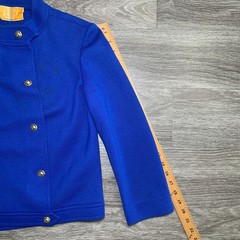 Vintage Gibi 60s 70s Blue Wool Skirt Suit Set Sz. 14 Italy