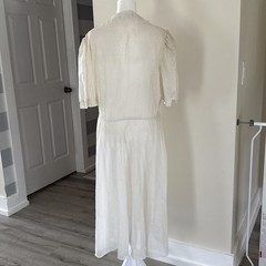 Vintage Dress Women Small Medium MIDI Floral Creamy White Cottage Edwardian Lace