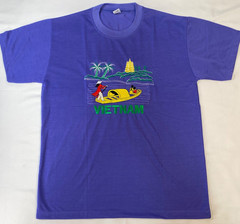 Vietnam Souvenir T-Shirt Purple Size XL Embroidered Sampan Boat Cotton Blend NEW
