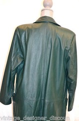 Global Identity trench G-III Long green soft Leather Coat oversize S VTG jacket