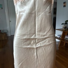 Vintage 1940s 50s Satin Bias Cut Slip Dress Lingerie Women’s Pink As Is